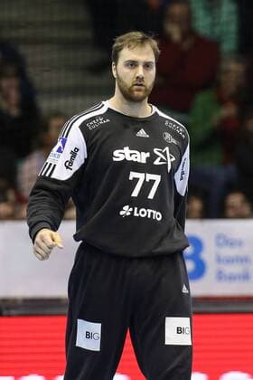 Goalkeeper Andreas Wolff THW Kiel Handball Bundesliga Season 2017 2018 Scoring game SC Magdeburg vs. THW Kiel in the GETEC Arena in Magdeburg Single shot Action Germany Handball Mann Maenner 11 03 2018