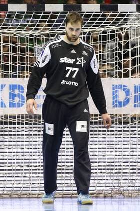 Goalkeeper Andreas Wolff THW Kiel Handball Bundesliga Season 2017 2018 League match SC Magdeburg vs. THW Kiel at the GETEC Arena in Magdeburg Cut Out Action Germany Handball Mann Maenner 11 03 2018