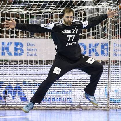 Goalkeeper Andreas Wolff THW Kiel Handball Bundesliga Season 2017 2018 League match SC Magdeburg vs. THW Kiel at the GETEC Arena in Magdeburg Cut Out Action Germany Handball Mann Maenner 11 03 2018