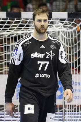 Goalkeeper Andreas Wolff THW Kiel Handball Bundesliga Season 2017 2018 Scoring game SC Magdeburg vs. THW Kiel in the GETEC Arena in Magdeburg Single shot Action Germany Handball Mann Maenner 11 03 2018