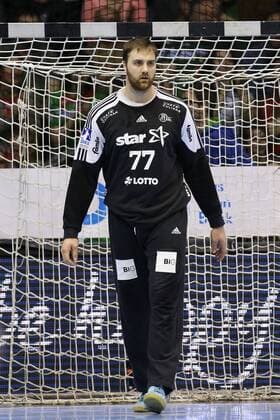 Goalkeeper Andreas Wolff THW Kiel Handball Bundesliga Season 2017 2018 League match SC Magdeburg vs. THW Kiel at the GETEC Arena in Magdeburg Cut Out Action Germany Handball Mann Maenner 11 03 2018