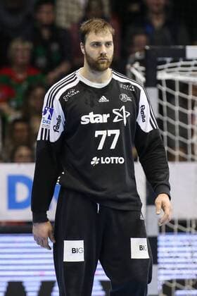 Goalkeeper Andreas Wolff THW Kiel Handball Bundesliga Season 2017 2018 Scoring game SC Magdeburg vs. THW Kiel in the GETEC Arena in Magdeburg Single shot Action Germany Handball Mann Maenner 11 03 2018