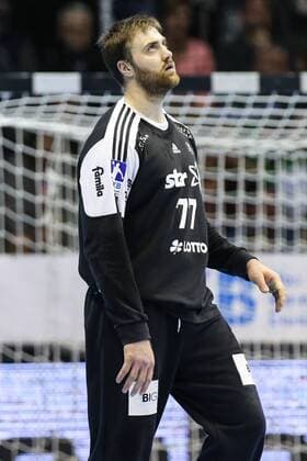 Goalkeeper Andreas Wolff THW Kiel Handball Bundesliga Season 2017 2018 Scoring game SC Magdeburg vs. THW Kiel in the GETEC Arena in Magdeburg Single shot Action Germany Handball Mann Maenner 11 03 2018
