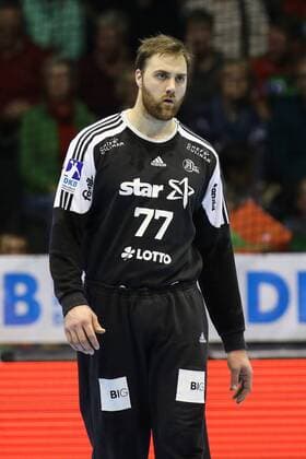 Goalkeeper Andreas Wolff THW Kiel Handball Bundesliga Season 2017 2018 Scoring game SC Magdeburg vs. THW Kiel in the GETEC Arena in Magdeburg Single shot Action Germany Handball Mann Maenner 11 03 2018