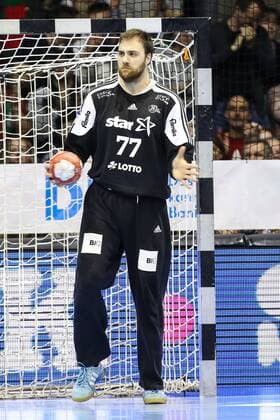 Goalkeeper Andreas Wolff THW Kiel Handball Bundesliga Season 2017 2018 League match SC Magdeburg vs. THW Kiel at the GETEC Arena in Magdeburg Cut Out Action Germany Handball Mann Maenner 11 03 2018