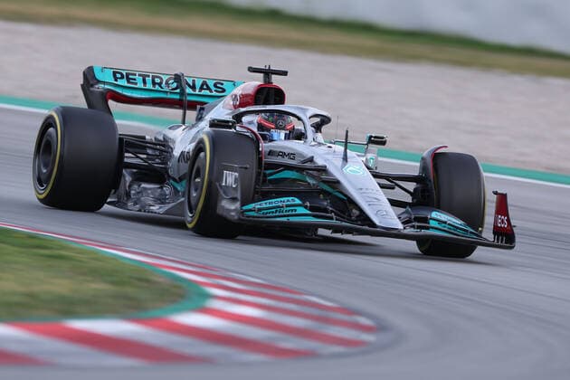 63 George Russell (GBR, Mercedes-AMG Petronas Formula One Team), F1 Pre-season Testing at Circuit de Barcelona-Catalunya on February 24, 2022 in Barcelona, Spain. (Photo by HOCH ZWEI Italy Photo Press) (Verwendung nur in Deutschland - GERMANY ONLY) *** 63 George Russell GBR, Mercedes AMG Petronas Formula One Team , F1 Pre season Testing at Circuit de Barcelona Catalunya on February 24, 2022 in Barcelona, Spain Photo by HOCH ZWEI Italy Photo Press Use only in Germany GERMANY ONLY