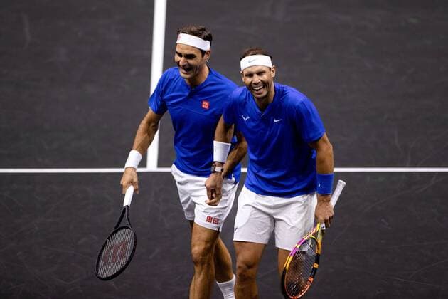 Mandatory Credit: Photo by Ella Ling Shutterstock (13413997hf) Roger Federer and Rafael Nadal of Team Europe in their Men s Doubles match, the final match of Federer s career Laver Cup, Tennis Tournament, Day One, 02 Arena, London, UK - 23 Sep 2022 Laver Cup, Tennis Tournament, Day One, 02 Arena, London, UK - 23 Sep 2022 Copyright: xEllaxLing Shutterstockx 13413997hf