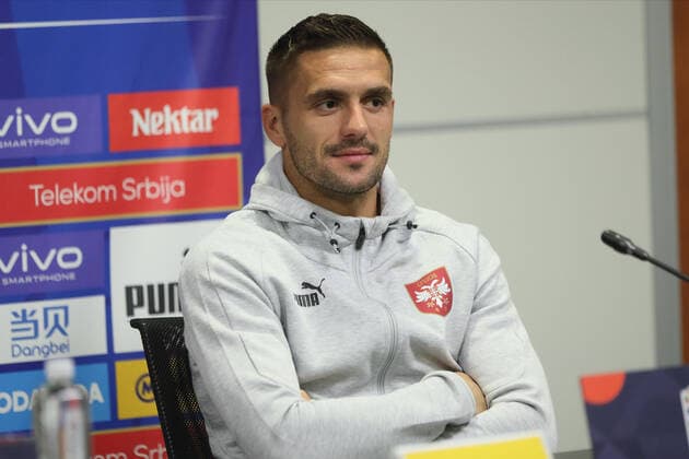 SERBIA press conference, PK, Pressekonferenz DUSAN TADIC fudbaler reprezentacije Srbije pres konferencija u sportskom centru FSS, Stara Pazova 23.09.2022. godine Foto: Fudbal, Srbija, Pres konferencijaSERBIA FOOTBALL Stara Pazova Sports center Stara Pazova Serbia Copyright: xMarkoxMetlas xMNxPressx