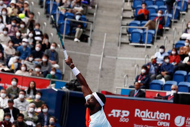 October 8, 2022, Tokyo, Japan: Frances TIAFOE (USA) serves against Soonwoo KWON (KOR) during their Semifinal match at the Rakuten Japan Open Tennis Championships 2022 at Ariake Coliseum. The tournament is held from October 1 to 9. Tokyo Japan - ZUMAm191 20221008_zap_m191_004 Copyright: xRodrigoxReyesxMarinx