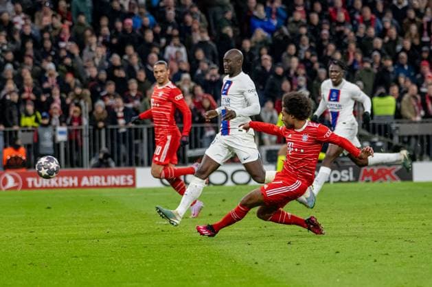 Serge Gnabry FC Bayern Muenchen, 7 at his goal to 2 0 GER, FC Bayern Muenchen vs Paris Saint Germain, Football, Champions League, Round of 16, Season 2022 2023, 08 03 2023 DFL DFB REGULATES PROHIBIT ANY USE OF PHOTOGRAPHS as IMAGE SEQUENCES and or QUASI VIDEO GER, FC Bayern Muenchen vs Paris Saint Germain, Football, Champions League, Round of 16, Season 2022 2023, 08 03 2023 Muenchen Copyright: xEibner-Pressefoto HeikexFeinerx EP_EER