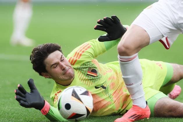 Belgium s goalkeeper Senne Lammens pictured in action during a game between the U21, U 21 youth team of the Belgian national soccer team Red Devils and the U21 of Hungary, in Heverlee, Tuesday 15 October 2024, the last qualification match (10 10) for the 2025 UEFA European Under21 Championship. BRUNOxFAHY x102633573x