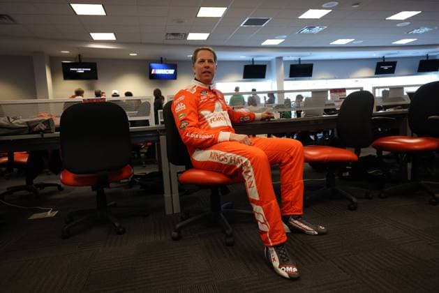 LAS VEGAS, NV - OCTOBER 19: Brad Keselowski ( 6 RFK Racing King s Hawaiian Ford) waits to answer questions from members of the media during a media bullpen before practice and qualifying for the South Point 400 NASCAR, Motorsport, USA Cup Series playoff race on October 19, 2024, at Las Vegas Motor Speedway in Las Vegas, NV. (Photo by Marc Sanchez LVMS Icon Sportswire) AUTO: OCT 19 NASCAR Cup Series South Point 400 EDITORIAL USE ONLY Icon144241019040