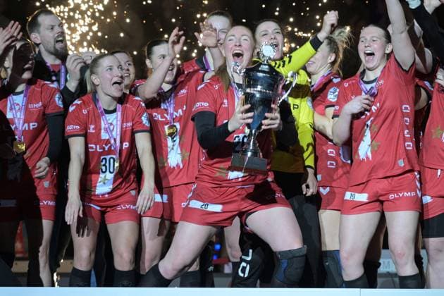 Sofia Hvenfelt HB Ludwigsburg, 20 with Cup HSG Blomberg Lippe vs HB Ludwigsburg Handball, Women, DHB Cup Haushahn Final 4, Season 2024 2025, 02 03 2025 HSG Blomberg Lippe vs HB Ludwigsburg, Handball, Women, DHB Cup Haushahn Final 4, Season 2024 2025, 02 03 2025 Stuttgart Copyright: xEibner-Pressefoto TobiasxBaurx EP_TBR