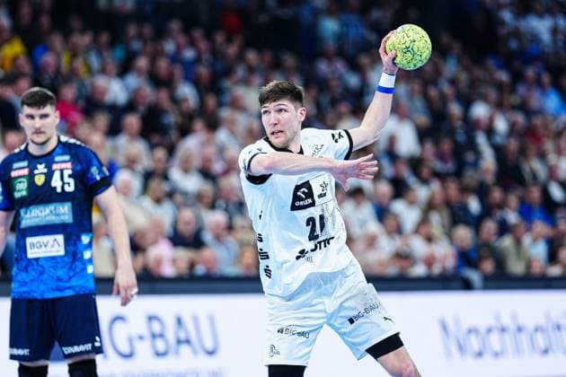 7 meter throw goal Lukas Zerbe THW Kiel, 24 GER, THW Kiel vs Rhein Neckar Loewen, Handball, Bundesliga, Matchday, 22, Season 2024 2025, 09 03 2025 GER, THW Kiel vs Rhein Neckar Loewen, Handball, Bundesliga, Matchday, 22, Season 2024 2025, 09 03 2025 Kiel Copyright: xEibner-Pressefoto MarcelxvonxFehrnx EP_MFN