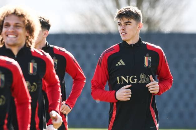 Belgium s Charles De Ketelaere pictured during a training session of Belgian national soccer team the Red Devils, Wednesday 19 March 2025 in Tubize, ahead of tomorrow s game against Ukraine, in the Nations League group phase. BRUNOxFAHY x115266041x