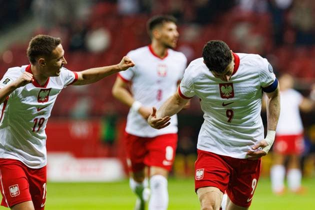 Robert Lewandowski seen celebrating after scoring goal during World Cup 2026 European Qualifying game between national teams of Poland and Lithuania at PGE Narodowy (Maciej Rogowski) Warsaw PGE Narodowy Poland Copyright: xMaciejxRogowskix polandlithuania2425-500
