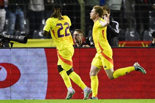 Belgium s Kevin De Bruyne celebrates after scoring the 4-3 goal during a soccer game between Belgian national team, Nationalteam Red Devils and Wales, Monday 09 June 2025 in Bussels, the second (out of 8) qualification games for the World Cup 2026. DIRKxWAEM x126552170x