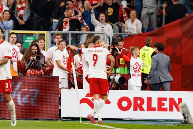 Robert Lewandowski seen celebrating after goal during World Cup 2026 European qualification game between national teams of Poland and Finland (Maciej Rogowski Ball Raw Images) Chorzow Slaski Stadium Poland Copyright: xMaciejxRogowskix maciejrogowski_poland_finland_2526-517