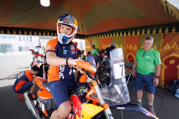 W2RC - RALLYE DU MAROC 2025 CANET Edgar (ESP), Red Bull KTM Factory Racing, KTM 450 Rally Factory, FIM W2RC, Rally2 Junior, during the Scrutineering of the Rallye du Maroc 2025, 5th round of the 2025 WR2C from October 10 to 11, 2025 in Fes, Morocco - FesMorocco Copyright: xFREDERICxLExFLOCxHx