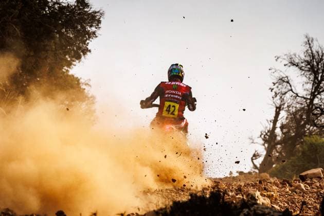 W2RC - RALLYE DU MAROC 2025 42 VAN BEVEREN Adrien (FRA), Monster Energy Honda HRC, Honda CRF 450, FIM W2RC, RallyGP, action, during the Stage 1 of the Rallye du Maroc 2025, 5th round of the 2025 WR2C on October 13, 2025 between Fes and Erfoud, Morocco - ErfoudMorocco Copyright: xFREDERICxLExFLOCxHx