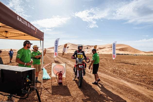 W2RC - RALLYE DU MAROC 2025 SCHAREINA Tosha (ESP), Monster Energy Honda HRC, Honda CRF 450, FIM W2RC, RallyGP, portrait, during the Stage 5 of the Rallye du Maroc 2025, 5th round of the 2025 WR2C on October 17, 2025 around Erfoud, Morocco - ErfoudMorocco Copyright: xFREDERICxLExFLOCxHx