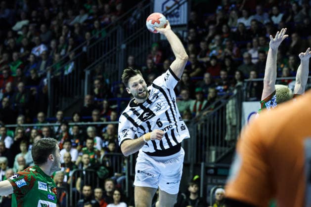 Harald Reinkind THW Kiel,6 Handball Bundesliga Season 2025 2026 SC Magdeburg vs THW Kiel at the GETEC Arena in Magdeburg Action,Handball,Germany,23 12 2025