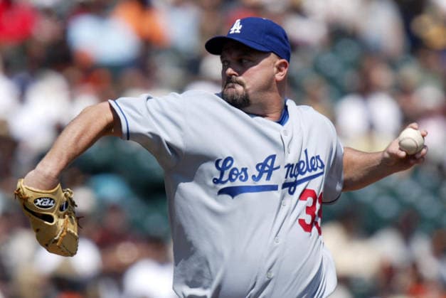 Los Angeles Dodgers starting pitcher david Well delivers against San Francisco Giants during the first inning at AT&T Park in San Francisco, Calif., on Satutday Sep. 8, 2007. (Ray Chavez The Oakland Tribune) SAN FRANCISCO CA USA Copyright: xRAYxCHAVEZx