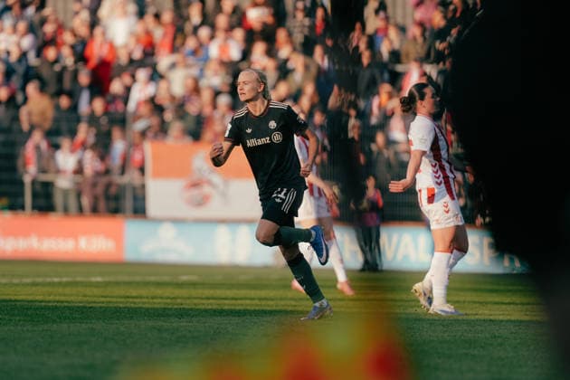 15.03.26, Women, Football, Google Pixel Frauen Bundesliga, Season 2025 2026, 1.FC Köln vs. FC Bayern München, Matchday 20 Magdalena Eriksson ( 5 - FC Bayern München) celebration of the goal for the 0:1 Cologne Franz-Kremer-Stadium NRW Deutschland