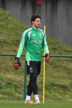 Belgium s goalkeeper Senne Lammens pictured during a training session of the Red Devils, the Belgian national soccer team, in Tubize on Tuesday 24 March 2026. The team is preparing for its friendly games against the United States and Mexico. These games are preparation games of the 2026 World Cup. BRUNOxFAHY x168782272x