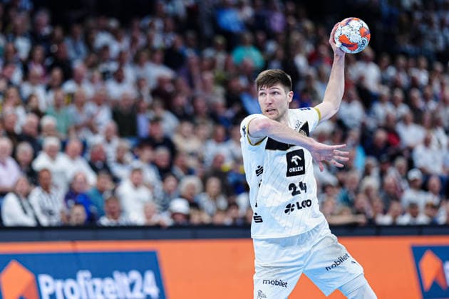 7 meter throw goal Lukas Zerbe THW Kiel, 24 GER, THW Kiel vs RK Nexe, Handball, EHF European League, quarter-final, second leg, 2025 2026 season, 05 05 2026 GER, THW Kiel vs RK Nexe, Handball, EHF European League, quarter-final, second leg, 2025 2026 season, 05 05 2026 Kiel Copyright: xEibner-Pressefoto MarcelxvonxFehrnx EP_MFN