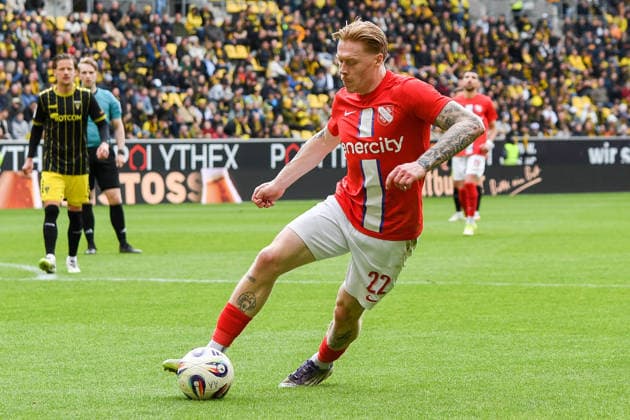 Leon Sommer TSV Havelse, 22 on the ball, game scene, cropped, full body, single image, action, action, 16 05 2026, Aachen Germany , football, 3 Liga, TSV Alemannia Aachen TSV Havelse, football, 3 Liga, TSV Alemannia Aachen TSV Havelse, DFB DFL REGULATIONS PROHIBIT ANY USE OF PHOTOGRAPHS AS IMAGE SEQUENCES AND OR QUASI VIDEO xmhx