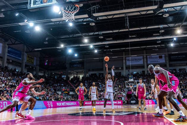 Marcus Carr Fitness First Wuerzburg Baskets, 05 at free throw Telekom Baskets Bonn vs Fitness First Wuerzburg Baskets, Basketball, easy Credit BBL, Playoffs, Quarterfinals, Matchday 2, 2025 2026, 18 05 2026 Telekom Baskets Bonn vs Fitness First Wuerzburg Baskets, Basketball, easy Credit BBL, Playoffs, Quarterfinals, Matchday 2, 2025 2026, 18 05 2026 Bonn Copyright: xEibner-Pressefoto GerhardxWingenderx EP_GWR