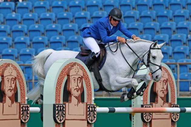 Aaron Vale USA on horse Gray s Inn, 4th place, S1 Prize of the Soers, CSI5, Special Two Phase Jumping Competition, World Equestrian Festival, TSCHIO Aachen 2026, TSCHIO instead of CHIO 2026, Aachener Soers, May 22 to 24, 2026, equestrian sport, May 22, 2026, Aachener Soers Germany