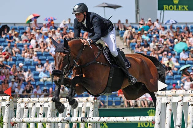 Andre Thieme GER with horse Paule S, 7th place after jump off, 2 qualifying Rolex Grand Prix, CSI5 show jumping competition with jump-off, World Equestrian Festival, TSCHIO Aachen 2026, TSCHIO instead of CHIO 2026, Aachener Soers, 22 to 24 May 2026, equestrian sport, 23 05 2026, Aachener Soers Germany