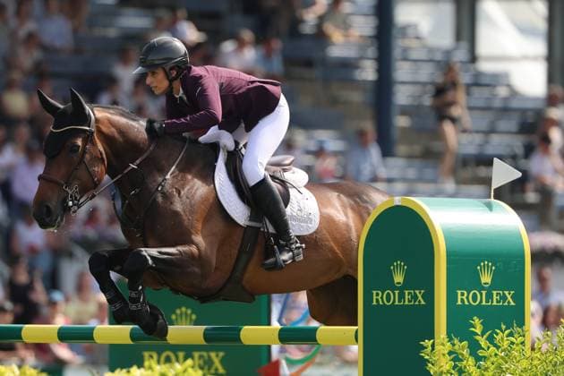 Janika Sprunger SUI with horse Victory Music Z, 1 place, winner, S9 Preis des Handwerks, Youngster Tour Final, CSIYH1 show jumping competition with jump-off for young horses, World Equestrian Festival, TSCHIO Aachen 2026, TSCHIO instead of CHIO 2026, Aachener Soers, 22 to 24 May 2026, equestrian sport, 24 05 2026, Aachener Soers Germany