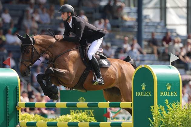 Richard Vogel GER with horse United Call JPS, son of top horse United Touch, S9 Preis des Handwerks, Youngster Tour Final, CSIYH1 Jumping competition with jump-off for young horses, World Equestrian Festival, TSCHIO Aachen 2026, TSCHIO instead of CHIO 2026, Aachener Soers, 22 to 24 May 2026, equestrian sport, 24 May 2026, Aachener Soers Germany