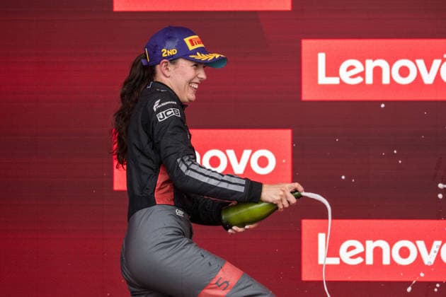 Emma Felbermayr AUT, Audi Revolut F1 Team celebrates second place in the main race of the F1 Academy, CAN, Canadian Grand Prix, Montreal, Motorsport, Formula 1, 24 05 2026 CAN, Canadian Grand Prix, Montreal, Motorsport, Formula 1 Montreal Copyright: xEibner-Pressefotox EP_MKB