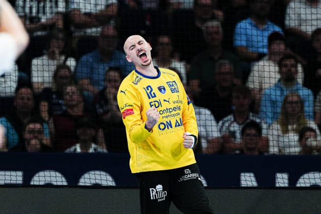 Cheers after Charles Bolzingers save Montpellier Handball, 12 GER, Montpellier Handball vs SG Flensburg Handewitt, Handball, EHF European League, Match for 3rd place, 2025 2026 season, 31 05 2026 GER, Montpellier Handball vs SG Flensburg Handewitt, Handball, EHF European League, Match for 3rd place, 2025 2026 season, 31 05 2026 Hamburg Copyright: xEibner-Pressefoto MarcelxvonxFehrnx EP_MFN