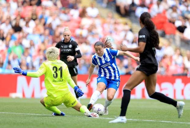 Fran Kirby of Brighton & Hove Albion has an attempt saved by Ayaka Yamashita of Manchester City Brighton and Hove Albion Women v Manchester City Women, Adobe Women s FA Cup Final, Football, Wembley Stadium, London, UK - 31 May 2026London Wembley Stadium United Kingdom EDITORIAL USE ONLY No use with unauthorised audio, video, data, fixture lists, club league logos or live services. Online in-match use limited to 120 images, no video emulation. No use in betting, games or single club league player publications. Copyright: xGeorgexTewkesbury Shutterstockx 16898308bh