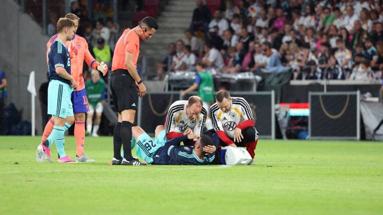 31 05 2026, xrekx, football international, Germany Finland v l Deniz Undav injured, injury, pain, pains, injured, injury, pain, pains DFL DFB REGULATIONS PROHIBIT ANY USE OF PHOTOGRAPHS as IMAGE SEQUENCES and or QUASI VIDEO Mainz