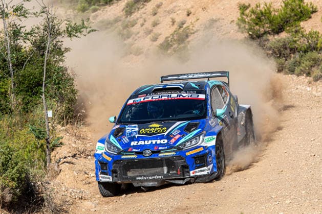IPA86115743 - Roope Korhonen (FIN) and Anssi Viinikka (FIN) in a Toyota GR Yaris Rally2 driving for Rautio Motorsport during the 8th round of the FIA WRC, Motorsport Rallye, WM EKO Acropolis Rally Greece, June 26, 2026 Copyright: xFedericoxManoni IPAxSportx xx 86115743