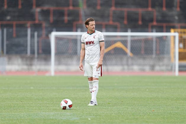 Bentley Baxter, Lane 17, FC Augsburg II, during the match between FC Augsburg II and TSV Landsberg, Soccer, Men s, Bavarian Regional League, 2026–2027, Matchday 2 on July 31, 2026, in Augsburg, Rosenaustadion, Bavaria, Germany