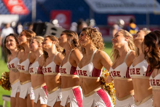 The Rhein Fire Cheerleaders, GER Rhein Fire vs. Alpine Rams, American Football, AFLE, 2026 Season, August 1, 2026 GER Rhein Fire vs. Alpine Rams, American Football, AFLE, 2026 Season, August 1, 2026 Duisburg Copyright: xEibner-Pressefoto FabianxFriesex EP_FFE
