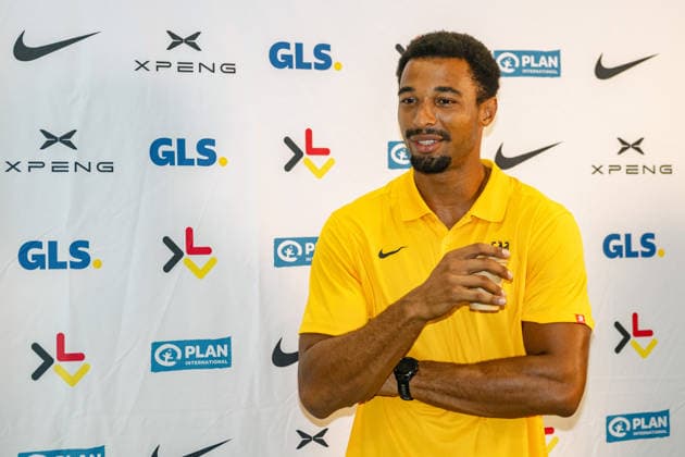 Leo Neugebauer (GER), VfB Stuttgart, answers reporters questions at the DLV Media Days press conference: Combined Events, Track and Field, 2026–2027 Season, August 4, 2026 DLV Media Days press conference, combined events, 2026–2027 season, August 4, 2026, Leverkusen Copyright: xEibner-Pressefoto ThomasxHaeslerx EP_THR