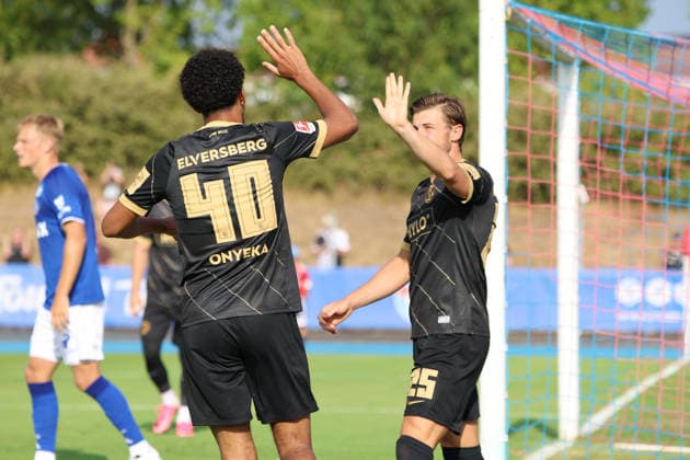 August 4, 2026, Soccer, Men s, Friendly Match, 2026–2027 Season, Racing Strasbourg vs. SV 07 Elversberg, Goal celebration after the 0–1, Goal scorer: Francis Onyeka, SV 07 Elversberg, Haguenau, Parc des Sports de Haguenau, Grand Est, France, FRA Copyright: xSebastianxBachx