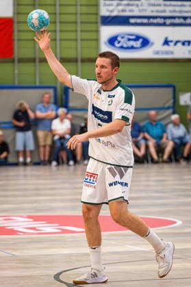 August 4, 2026, xovx, Lindencup Handball, HSG Wetzlar vs. TV Hüttenberg, Dominik Mappes (HSG Wetzlar), cutout image, Linden Stadthalle, Hesse, Germany, DE