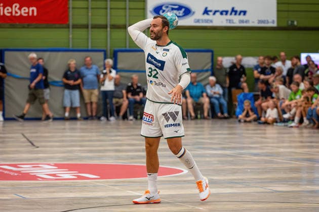 August 4, 2026, xovx, Lindencup Handball, HSG Wetzlar vs. TV Hüttenberg, Nikolaj Laesö (HSG Wetzlar), cutout image, Linden Stadthalle, Hesse, Germany, DE