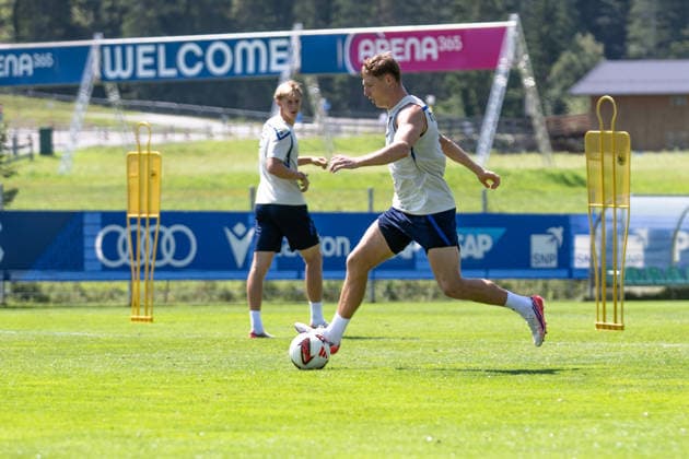 During finishing practice, Alexander Prass, TSG Hoffenheim, 22, TSG Hoffenheim, soccer, training camp, preseason, 2026–2027 season, GER, August 5, 2026, Eibner Press Photo by Andreas Ulmer, TSG Hoffenheim, soccer, training camp, preseason, 2026–2027 season, GER, August 5, 2026, Copyright: xEibner-Pressefoto AndreasxUlmerx EP_AUR