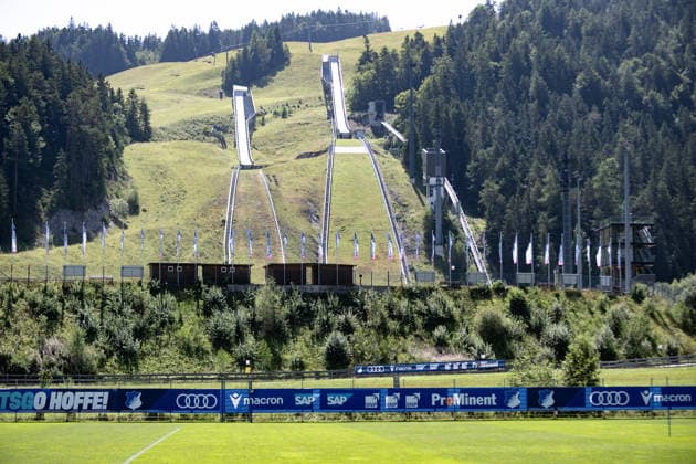 Toni Seelos Schanze in the background of the Sportarena, TSG Hoffenheim, soccer, training camp, preseason, 2026–2027 season, GER, August 5, 2026, Eibner Press Photo Andreas Ulmer TSG Hoffenheim, soccer, training camp, preseason, 2026–2027 season, GER, August 5, 2026, Copyright: xEibner-Pressefoto AndreasxUlmerx EP_AUR