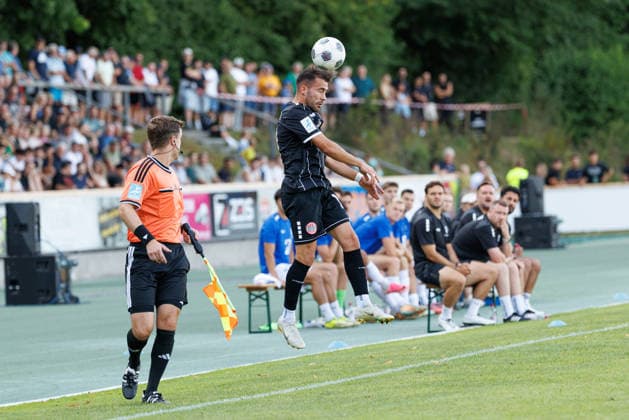 Furkan Kircicek, 19, TSV Landsberg, during the match between TSV Landsberg and FV Illertissen 1921, soccer, men s, Bavarian Regional League, 2026–2027, Matchday 3 on August 7, 2026, in Landsberg am Lech, Sportpark, Bavaria, Germany